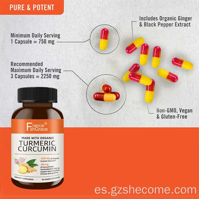 Suplementos de curcumina de cápsulas de cúrcuma de curcumina